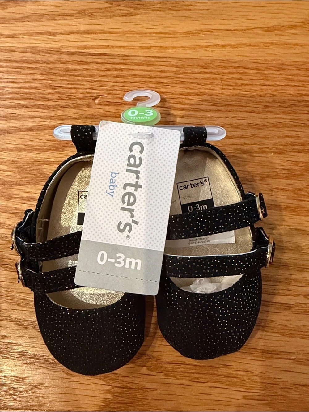 Carter's Black Sparkle Double-Strap Baby Mary Jane Shoes